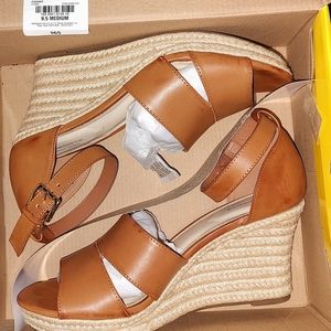 Brown Leather wedges, sz 9.5